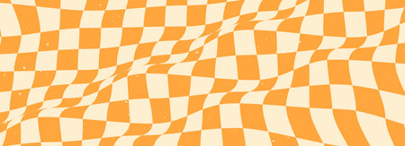 Groovy psychedelic yellow checkerboard banner.