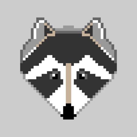 Image in the style of pixel art, colorful pixel art, picture raccoon in pixel art.のイラスト素材