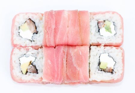 fresh roll japanese food. flat lay.の写真素材