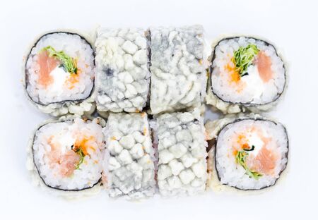 fresh roll japanese food. flat lay.の写真素材