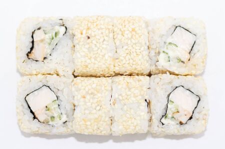 fresh roll japanese food. flat lay.の写真素材