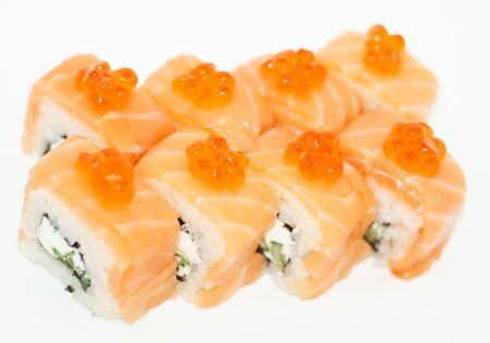 fresh roll japanese food on white background.の写真素材