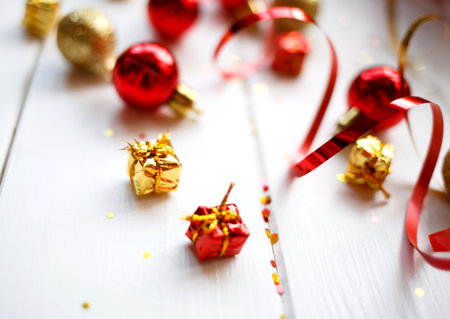 small boxes with gifts in sequins. happy new year concept.の写真素材