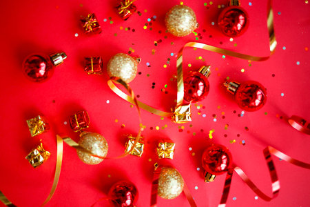 small boxes with gifts in sequins. happy new year concept.の写真素材