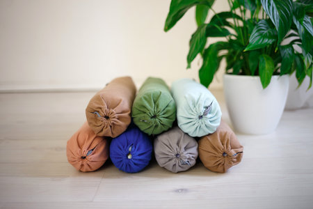 multicolored sports rollers for back and neck massage.の写真素材