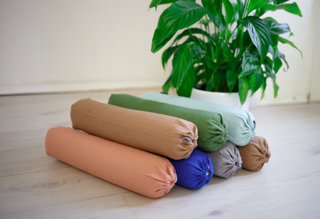 multicolored sports rollers for back and neck massage.の写真素材