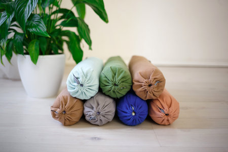 multicolored sports rollers for back and neck massage.の写真素材