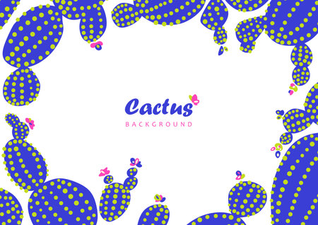 Set of cacti. vector illustration. Summer cactus in the desert on a white background. Cactus background with text. desert plants. africa. Cactus with flowers. Mexicoのイラスト素材
