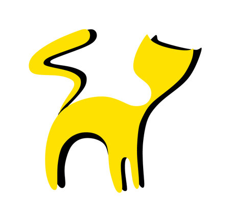 Abstract vector illustration of cats. Kittens, cats, kitty, mammals, pets, pussy, fuzzies drawn by hand. Cartoon set of cats. Cat icons and sketches, silhouettes, line drawingsのイラスト素材