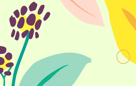 Tropical background vector. floral background. exotic flowers, tropics, monstera, tropical. Flower illustration, leaves. Cheerful festive cute picture drawn by hand. hand drawnのイラスト素材