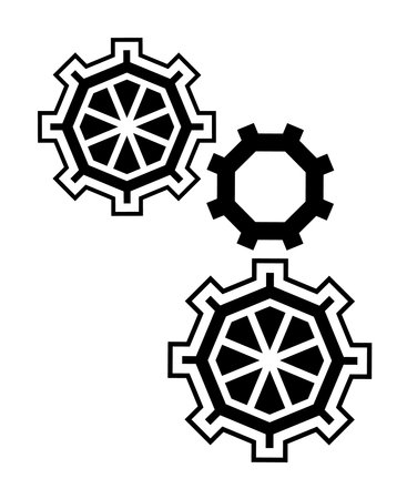 Vector illustration of mechanisms. gear icon. mechanical background. Toothed silhouettes of gears. Watches, mechanisms, devices, tools, technologies, wheels. abstract gearsのイラスト素材