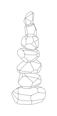 Japanese board game Tumi ishi. Vector illustration on a white background. Wooden polygonal stones for the construction of a high tower. wooden blocks in a row. meditationのイラスト素材