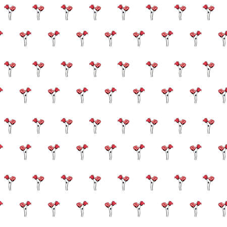 Vector seamless pattern of buds of red poppies and poppy boll. Hand-drawn wildflower. Botanical sketch of poppiesの写真素材