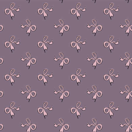 Seamless pattern with pink bows on the dark backgroundの写真素材