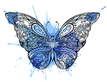 illustration of doodle butterfly. sketch.のイラスト素材