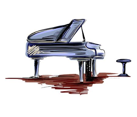 Hand drawn vector illustration color piano. Musical instrument. sketch. Vector eps 8のイラスト素材