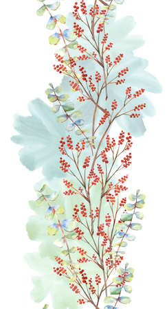 Ornament with branches of red berries and greeneryの写真素材