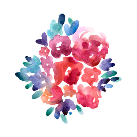 red and pink abstract flowers on a white backgroundの写真素材