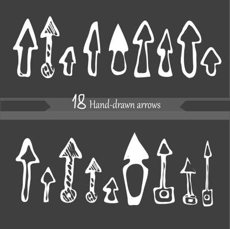 Perfect vintage  arrows. Hand drawn vector isolated  arrow collection.のイラスト素材