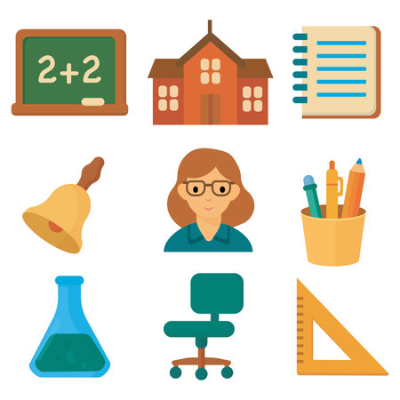 Icons of school and educational items.のイラスト素材