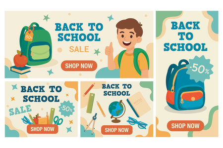 A set of promotional banners for school.のイラスト素材