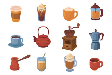 Collection of coffee and teaware.のイラスト素材