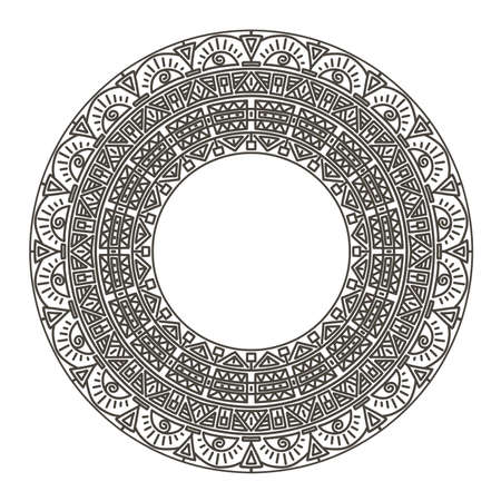 Patterned ornament in a circle, mandalaのイラスト素材