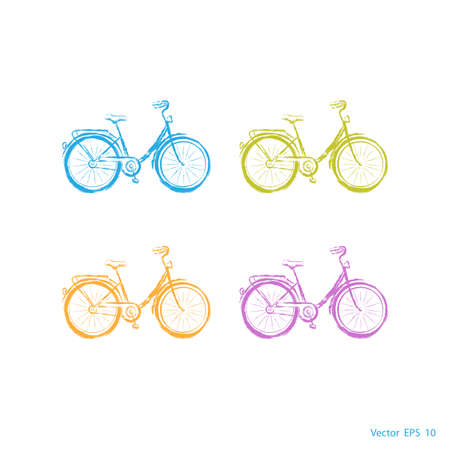 Bicycle Set .Bike, Vector illustration.のイラスト素材