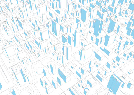 City skyscrapers top view. Big cities cityscapes and buildings.のイラスト素材