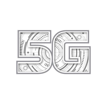 5G New mobile communication technology .High Speed Internet .Futuristic interface, HUD, vector.のイラスト素材