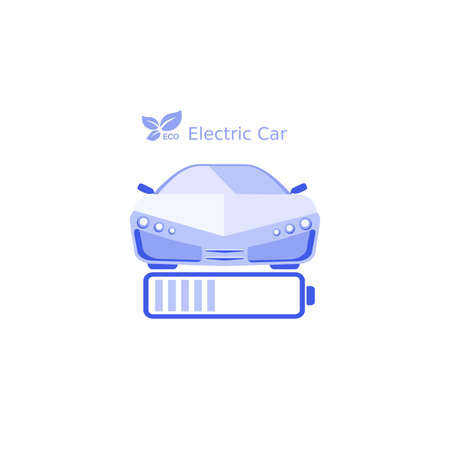 electric car. Technologies of the future. Line electric car Icons. Charging a car through a battery .Ecology Vector illustration.のイラスト素材
