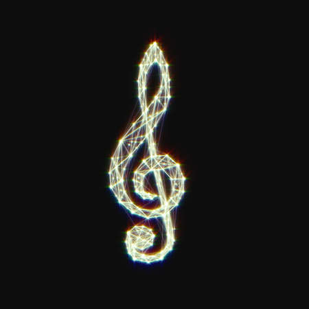 Neon Treble clef. Musical notes.Drawing from lines and dots.music concept.の写真素材