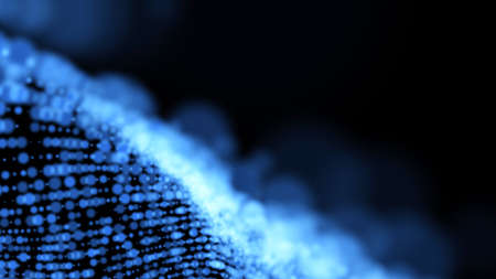 Abstract Blue Particles Background. Particles on a black background .Abstract waves.の写真素材