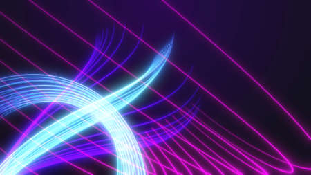 Abstract background of neon lines.Futuristic Sci-Fi Blue Banner.Dynamic laser wave.3d rendering,...