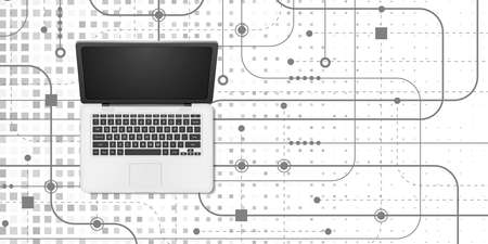 Technological background with laptop.Concept of internet and global network connection.Internet-communication. Future technologies.のイラスト素材