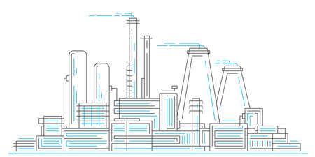 Industrial complex with pipes.City factory.Buildings architecture. vector, illustration.のイラスト素材