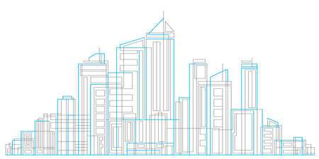 City skyscrapers .Drawing buildings.Architecture panoramic landscape.Vector illustration.のイラスト素材