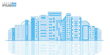 Architecture panoramic landscape.Drawing buildings.City skyscrapers .Vector illustration.のイラスト素材