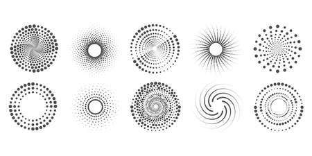 Set of circles from dots. Abstract dots Emblem Design.Frame Vector illustration.のイラスト素材