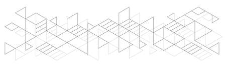 Geometric white background.Outline line drawing.Line art.Vector illustration.のイラスト素材
