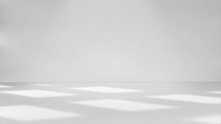 White background with sunlight.Clean room.Studio banner.3D image.の写真素材