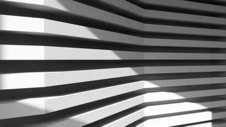 White background with stripes.Sunlight with shadow.3D image.の写真素材