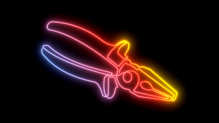 Pliers.Neon work tool.Continuous line drawing.3D illustration .の写真素材