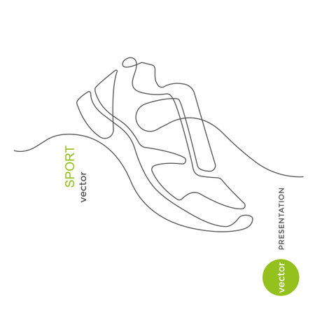 Sports shoes in a line style. Sneakers Vector. Sketch sneakers for your creativity.Shoe advertising .のイラスト素材