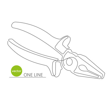 Work tool.Pliers.Drawing one line.Vector illustration.のイラスト素材