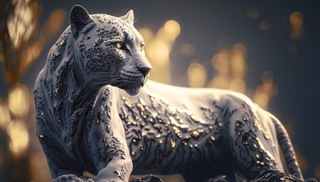 Panther.Leopard in nature. Generative AI.の素材