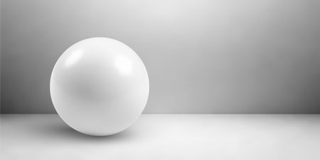 White ball.Realistic ball in the studio room.Vector illustrationのイラスト素材