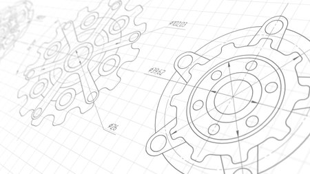 Mechanical Engineering background .Technical drawing of gears.illustration .の写真素材