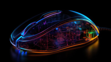 Neon computer mouse.Technologies.Generative ai.の素材