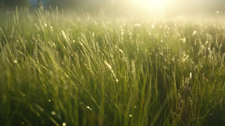 Meadow grass.Forest meadow background.generative ai.の素材